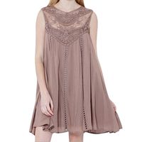 Plus Size Summer Dress 2018,Todaies Women Casual Solid Dress Lace Stitching O-Neck Sleeveless Chiffon Mini Dress (2XL, Pink)