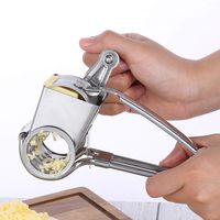 Rotary Cheese Grater Stainless Steel Cheese Shredder with 3 Interchangeable Drum Blades, Professional Handheld Cheese Cutter and Slicer