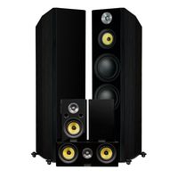 Fluance Signature Series Hi-Fi 5.0 Surround Sound Home Theater Speaker System Including Three-Way Floorstanding Towers, Center & Rear Speakers (HFHTB)