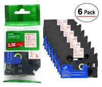 LM Tapes - 6/Pack Premium 1/2" Red Print on White Label Compatible with P-Touch TZe-232 Tape TZ-232 and Comes with a Great Tape Color/Size Guide for Easy reordering.