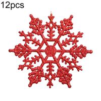 smallwoodi 12Pcs Christmas Decoration Acrylic 10CM Snowflake Christmas Decoration Christmas Tree Pendant Hollow Christmas Tree Window Ornament Home Decor Red