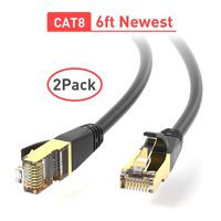 Ethernet Cable, RJ45 Cable, 26AWG Cat 8 6Feet (2 Pack) LAN, High Speed Network Cable with Gold Plated RJ45 Connector 40Gbps 2000Mhz S/FTP LAN Wires for Gaming, Xbox, Modem, Router