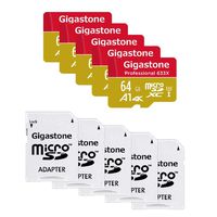 Gigastone 64GB 5-Pack Micro SD Card, Professional 4K Ultra HD, High Speed 4K UHD Gaming, Micro SDXC UHS-I U3 C10 Class 10 Memory Card with Adapter