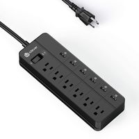 iClever USB Power Strip Surge Protector, 6 AC Outlets and 6 USB Port Desktop Charging Station for Home, Office,Hotel, 5ft Power Extension Cord (Black)