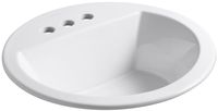 Kohler K-2714-4-0 Vitreous china Drop-In Arch Bathroom Sink, 21 x 21 x 10 inches, White