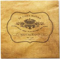 Harman 3-Ply Paper Luncheon Napkin ~ Le Vieux Bistro (Natural)