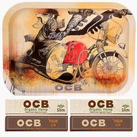 Small OCB Slow Burn Motorcycle Rolling Tray with 4 OCB Slim Papers