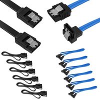 Set of 12, Straight and 90 Degree Right-Angle SATA III Cable 6.0 Gbps with Locking Latch, DaKuan SATA III Cable (6X Black, 6X Blue)