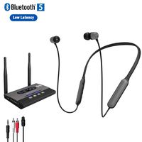 Friencity Wireless Earbuds Headphones for TV Watching w/Bluetooth Transmitter 164ft Range, Earphones Headset Hearing Set for Home Stereo w/Digital Optical RCA AUX, Paired at Once, No Audio Delay