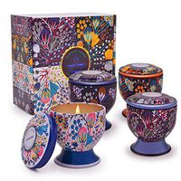 iwax Scented Candles Set Natural Soy Wax Travel Tin Candles 4oz Aromatherapy Candles with Pedestal,Outdoor and Indoor Scented Candle for Stress Relief(Lemon,Rose,Lavender,Mint