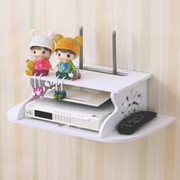 HAI+ Two-Layer White Floating Shelves Wall-Mounted WiFi Router TV Box Set-top Box Streaming Media Equipment