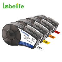 M21-750-595-WT/YL/OR/RD(4 Pack) BMP21-PLUS Labels,Hight Adhesion Vinyl Film Label Tape Cartridge (Black on White/Yellow/Orange/Red) for BMP21-PLUS, IDPAL, BMP21-LAB-0.75" Width