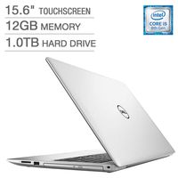Dell Inspiron 15 5000 15.6-inch Touchscreen FHD 1080p Premium Laptop, Intel Quad Core i5-8250U Processor, 12GB RAM, 1TB Hard Drive, DVD Writer, Backlit Keyboard, Bluetooth, Silver