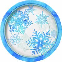 Blue & White Snowflake Dinner Plates, 8ct