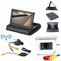 Wireless Backup Camera and Monitor Kit,Waterproof IR Night Vision Reverse Camera (White)+ 4.3 inch Rear View Foldable Screen Parking Assistance System for Bus Truck RV Camper Caravan 12V