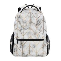 WXLIFE Geometric Line Golden Marble Backpack Travel School Shoulder Bag for Kids Boys Girls Women Men