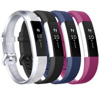 Tobfit Compatible with Alta Bands, 4 Pack, Soft TPU Classic Accessories Replacement Bands Compatible with Alta HR/Ace, Small Large (Large, Black/Silver/Blue/Plum)