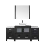 Virtu USA Dior 72 inch Single Sink Bathroom Vanity Set in Zebra Grey w/ Square Vessel Sink, Italian Carrara White Marble Countertop, Single Hole Polished Chrome, 1 Mirror - KS-70072-WM-ZG