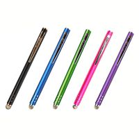 5-Pack TruGlide Mesh Fiber Stylus with Microfiber Knit Tip for All Capacitive Touch Screen Tablets, iPad, and Smartphone (Black with Gold Clip, Blue, Green, Pink, and Purple with Silver Clip), Lynktec