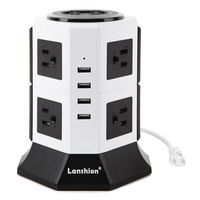 Lanshion 8 Outlet Surge Protector Power Strip with 4 USB Charging Ports 1875W Desktop USB Charging Station with 6.5-Feet Long Power Cord, 1000 Joules, UL Listed(White + Black)