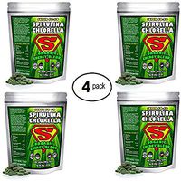 Spirulina Chlorella Super 50-50 Energy-Blend (Super-Pack 1,000 Tablets). Raw Organic Gluten-Free Non-GMO Green Superfood. High Protein, Chlorophyll & nucleic acids. No preservatives. (4 Pack