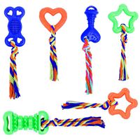 PUPTECK Puppy and Small Dog Chew Toys with Soft Rope - 6 Pack Safe Natural Rubber Toys for Teething Cleaning, Interactive Outdoor Game, Cute and Durable, Orange Green Blue