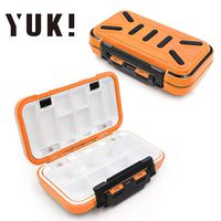 YUKI Fishing Lure Boxes, Bait Storage Case Fishing Tackle Storage Trays Accessory Boxes Thicker Plastic Hooks Organizer Containers for Vest Casting Fly Fishing - Waterproof Seal (Orange, Medium)