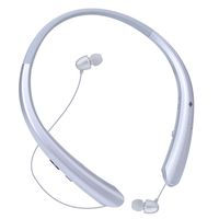 Bluetooth Headphones, Wireless Retractable Earbuds Neckband Headset Sports Sweatproof Earphones with Mic(Silver)