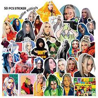 Fuguan Billie Eilish Stickers, Waterproof Vinyl Stickers Car Motorcycle Bicycle Skateboard Luggage Decal for Kids Teens Adults(7-8cm 50pcs 2)