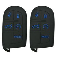 2Pcs Coolbestda Rubber 5 Buttons Smart Key Fob Protector Remote Skin Cover Case Keyless Jacket for Jeep Grand Cherokee Dodge Challenger Charger Dart Durango Journey Chrysler 300