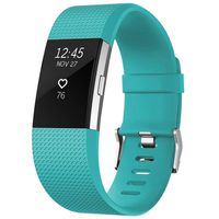 SKYLET for Fitbit Charge 2 Bands, Replacement Bands for Fitbit Charge 2 Bracelet Solid Colors with Secure Watch Clasp (No Tracker) [Large, Teal]