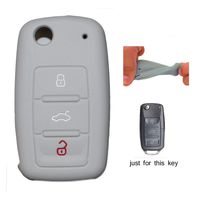 MuchkeyCar Key Cover Car Key Case For Vw Volkswagen Flip Remote Key Protection Case Silicone 3 Button Gray 1Pc