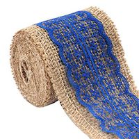 uxcell Burlap Hessian Strap Art Crafts Lace Ribbon Roll Trim Edge 2.2 Yards Royal Blue for Wedding