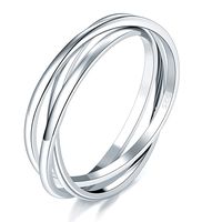 BORUO 925 Sterling Silver Ring Triple Interlocked Rolling High Polish Ring Size 11