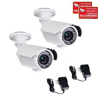 VideoSecu 2 Pack Bullet 700TVL High Resolution Built-in 1/3'' Sony Effio Color CCD Zoom Day Night Outdoor 42 Infrared LEDs 4-9mm Varifocal Lens Security Cameras for CCTV DVR with Power Supplies BTX
