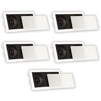 Theater Solutions LCR525 Flush Mount Speakers Dual Woofer in Wall 5 Pack