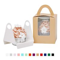 Yotruth Cameo Beige Cupcake Boxes 50 Sets with Window Insert and Handle (Classic Series)