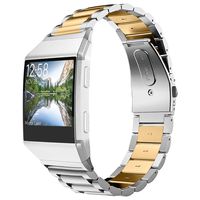 Banband Compatible with Fitbit Ionic Band, Stainless Steel Metal Wristband Replacement Bracelet Strap for Fitbit Ionic Smart Watch (Silver&Gold)