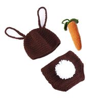 APRILALEX Newborn Infant Baby Photography Prop Crochet Knit Rabbit Hat Diaper Costume Set Handmade Cap Outfits Clothes Hat(E)