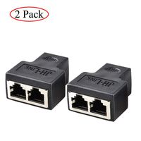 RJ45 Ethernet Splitter Adapter, 1 to 2 Ethernet Extender Connecter, Female to 2 Female, 8P8C Extender Plug LAN Couple Network for Cat5 Cat5e Cat6 Cat6e Cat7 (2Pack)