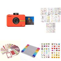 PolaroidPortable Instant Print Digital Camera(Red) with 2x3ʺ Premium Photo Paper 20-Pack, Neoprene Pouch, Zink Paper Unique Colorful Stickers & Photo Album Accessories
