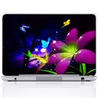 Meffort Inc 15 15.6 Inch Laptop Notebook Skin Sticker Cover Art Decal (Included 2 Wrist pad) - Blue Purple Flower Butterfly