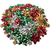 Tatuo 130 Pieces Gift Wrap Bows Christmas Metallic Bows Self Adhesive Gift Bows for Decorating Presents (Christmas Color)