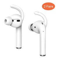 Airpods Earhooks Soft Silicone Anti-Slip Earbuds Cover Compatible with Apple Earpods 2 & 1 Lightweight Sound Quality Enhancement for Apple Headphones Outdoor Activities Ear Hooks 2 Pairs White