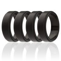 ROQ Silicone Wedding Ring for Men, 4 Pack Silicone Rubber Band Step Edge - Black - Size 11