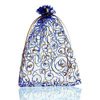 HOUSWEETY 25PCs 13.5cmx18.5cm RoyalBlue Organza Gift Bags Pouches Wedding/Christmas Gift