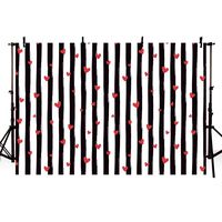MEHOFOTO Bridal Shower Wedding Photo Studio Background Vertical Black and White Stripe Red Hearts Love Pattern Girl Birthday Party Baby Shower Decoration Banner Backdrops for Photography 7x5ft