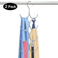 Yizhi Belt Rack Scarf Hanger Organizer Holder, No Snag Belt Rack Tie Hanger Sturdy 8 Hook Space Saving Closet Accessory Organizer for Scarves, Ties, Belts, Shawls, Pashminas and Jewelry (2, Grey)
