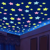Stars Stickers for Ceiling, Adhesive 100pcs 3D Glowing Stars,Luminous Stars Stickers for Kids Bedroom Decor,Wall Stickers (Stars)