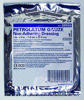 Petrolatum Impregnated Dressing, McKesson, 3 X 9 Inch Pleated Gauze USP White Petrolatum Sterile, 61-20056 - Pack of 12